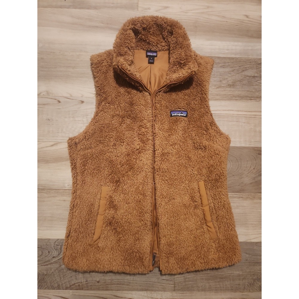 Patagonia Los Gatos Fleece Vest Cozy Small Brown Teddy Sherpa Full Zip Autumn